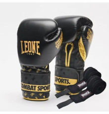 Рукавички боксерські з бинтами Leone GN220 DNA розмір 10 унцій, чорні
