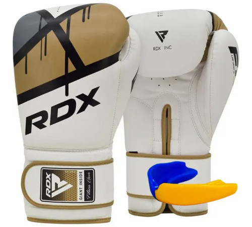 Рукавички боксерські з капою RDX F7 Ego розмір 14 унцій, біло-золотистий