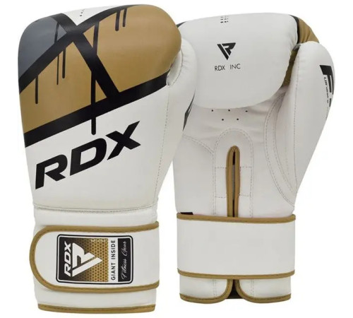 Рукавички боксерські з капою RDX F7 Ego розмір 14 унцій, біло-золотистий
