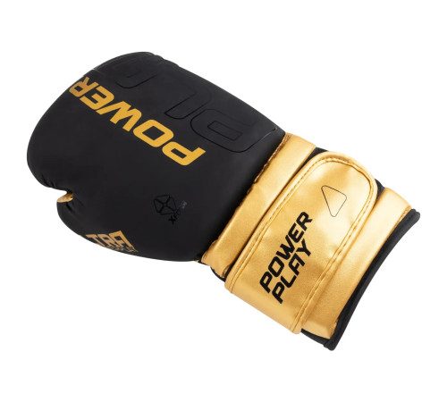 Рукавички боксерські PowerPlay 3024 Ultra Mat розмір 16 унцій, чорно-золотисті