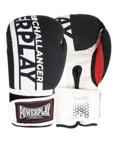 Рукавички боксерські PowerPlay 3086 Matt Challenger розмір 10 унцій, чорно-білі