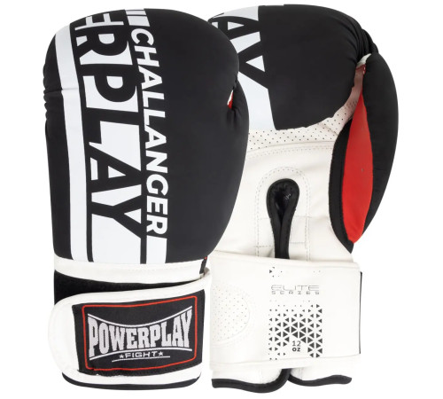 Рукавички боксерські PowerPlay 3086 Matt Challenger розмір 10 унцій, чорно-білі