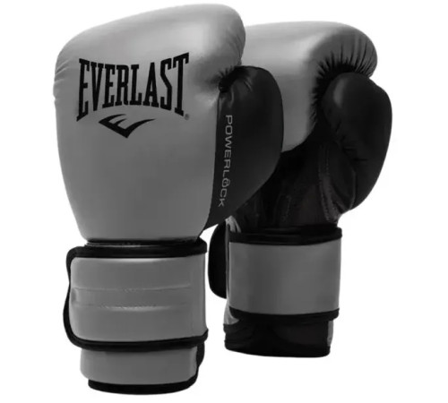 Боксерські рукавиці Everlast POWERLOCK 2R TRAINING GLOVE 14 унцій, сірі