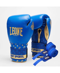 Рукавички боксерські з бинтами Leone GN220 DNA розмір 10 унцій, сині