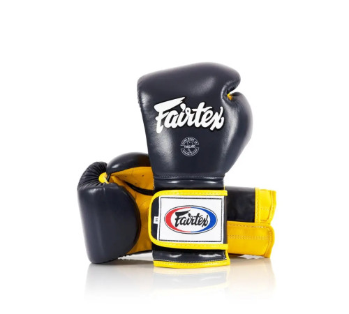 Рукавички боксерські з бинтами Fairtex Mexican BGV9 14 унцій, синьо-жовті