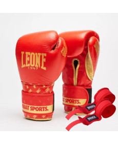 Рукавички боксерські з бинтами Leone GN220 DNA розмір 10 унцій, червоні