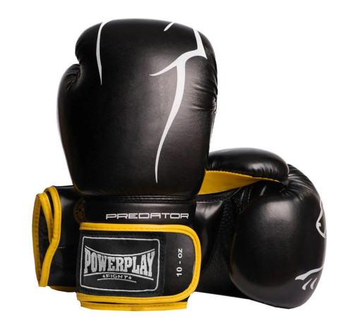Рукавички боксерські PowerPlay 3018 Jaguar Чорно-Жовті 14 унцій