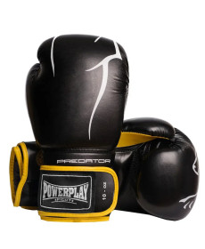 Рукавички боксерські  PowerPlay 3018 Jaguar 14 унцій, чорно-жовті