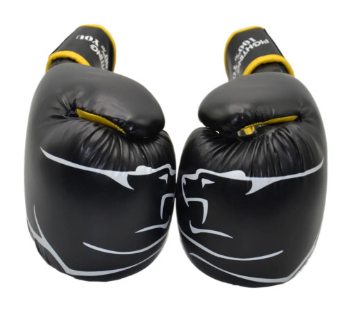 Рукавички боксерські PowerPlay 3018 Jaguar 14 унцій, чорно-жовті