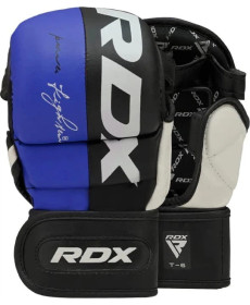 Тренувальні рукавиці для ММА RDX GRAPPLING GLOVES REX T6 PLUS розмір M, чорно-синій