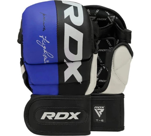 Тренувальні рукавиці для ММА RDX GRAPPLING GLOVES REX T6 PLUS розмір M, чорно-синій