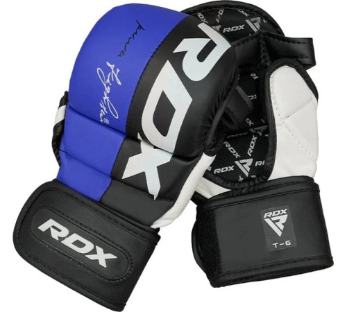 Тренувальні рукавиці для ММА RDX GRAPPLING GLOVES REX T6 PLUS розмір M, чорно-синій