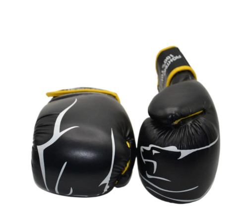 Рукавички боксерські PowerPlay 3018 Jaguar 16 унцій, чорно-жовті