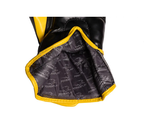 Рукавички боксерські PowerPlay 3018 Jaguar 16 унцій, чорно-жовті