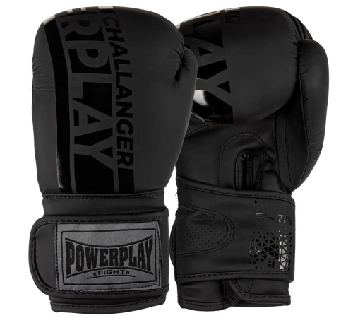 Рукавички боксерські PowerPlay 3086 Matt Challenger розмір 12 унцій, чорні