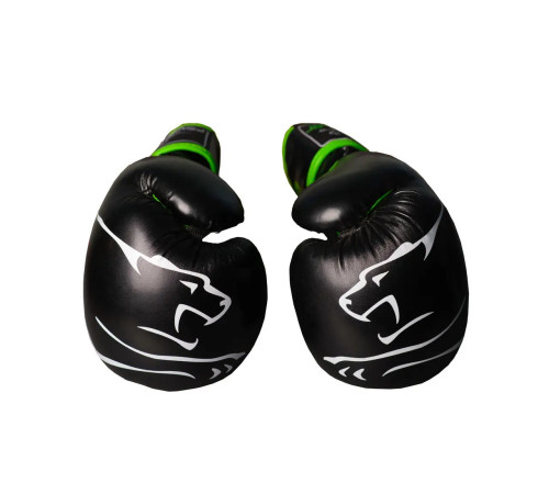 Рукавички боксерські PowerPlay 3018 Jaguar 14 унцій, чорно-зелені