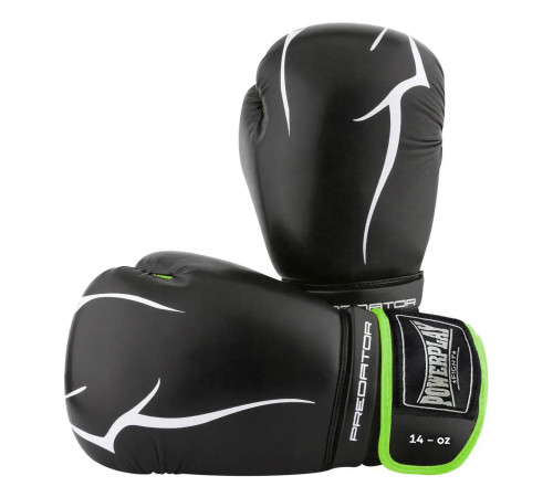 Рукавички боксерські PowerPlay 3018 Jaguar 14 унцій, чорно-зелені