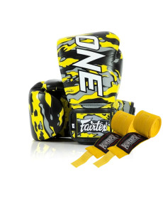 Боксерські рукавички шкіряні з бинтами Fairtex BGV-ONE X STBG 10 унцій, жовті