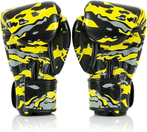 Боксерські рукавички шкіряні з бинтами Fairtex BGV-ONE X STBG 10 унцій, жовті Боксерські рукавички шкіряні з бинтами Fairtex BGV-ONE X STBG 10 унцій, жовті