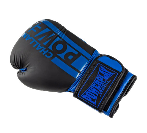 Рукавички боксерські PowerPlay 3086 Matt Challenger розмір 16 унцій, чорно-сині
