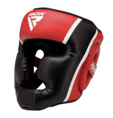 Шолом боксерський з капою RDX AURA PLUS T-17 розмір S, чорно-червоний