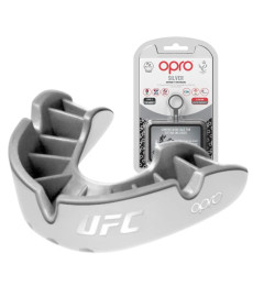 Капа боксерська дитяча OPRO Silver UFC до 10 років біло-срібляста