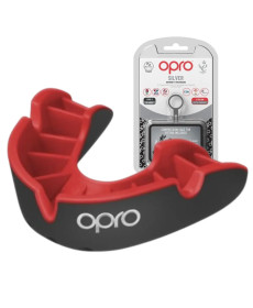 Капа боксерська доросла OPRO Silver від 11 років чорно-червона