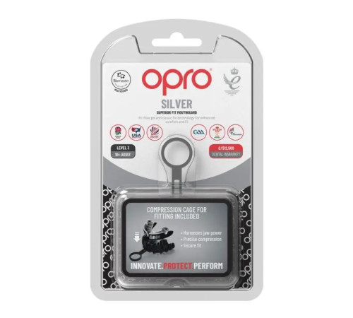 Капа боксерська доросла OPRO Silver від 11 років чорно-червона