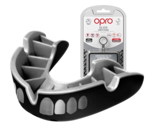 Капа боксерська доросла OPRO Grillz Silver від 11 років чорно-срібляста