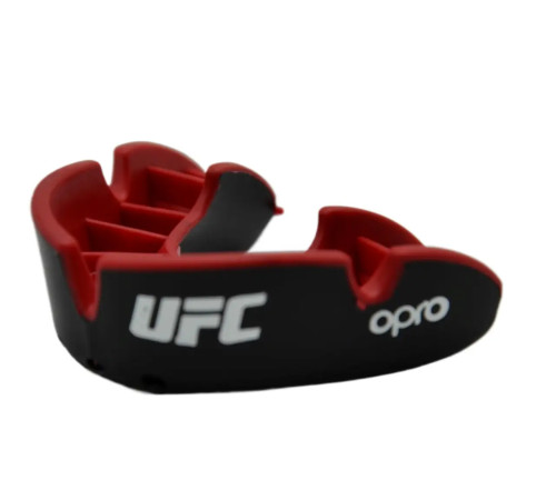 Капа боксерська дитяча OPRO Silver UFC Hologram до 10 років чорно-червона