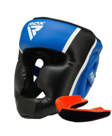 Шолом боксерський з капою RDX AURA PLUS T-17 розмір S, чорно-синій