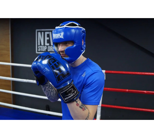 Шолом боксерський закритий PowerPlay 3100 PU розмір XS, синій