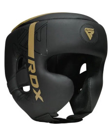 Шолом боксерський RDX F6 KARA Matte розмір S, чорно-золотистий