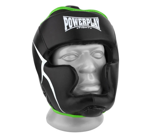 Шолом боксерський закритий PowerPlay 3100 PU розмір XS, чорно-зелений