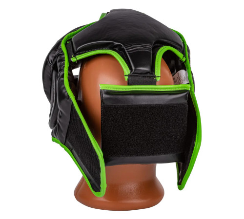 Шолом боксерський закритий PowerPlay 3100 PU розмір XS, чорно-зелений