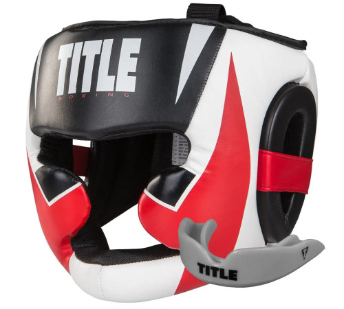 Шолом боксерський закритий з капою TITLE MMA Command розмір M, біло-червоний