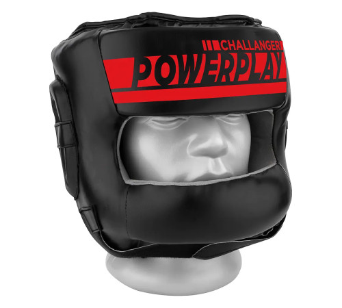 Шолом боксерський закритий PowerPlay 3067 Challanger розмір M, чорно-червоний