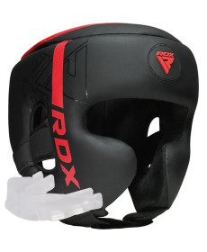 Шолом боксерський з капою RDX F6 KARA Matte розмір L, чорно-червоний
