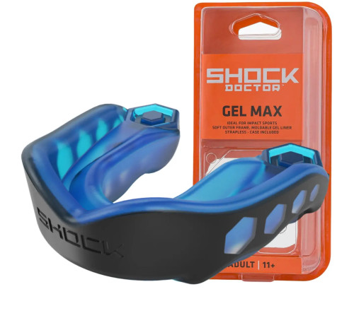 Капа боксерська доросла Shock Doctor Gel Max від 11 років чорно-синя