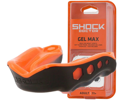 Капа боксерська доросла Shock Doctor Gel Max від 11 років чорно-оранжева