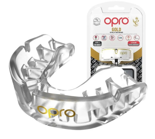 Капа боксерська дитяча OPRO Gold до 10 років прозора
