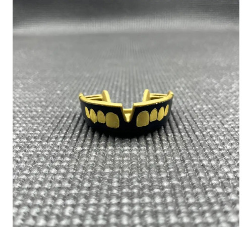 Капа боксерська доросла OPRO Gold Grillz від 11 років чорно-золотиста