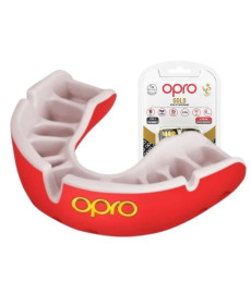 Капа боксерська доросла OPRO Gold від 11 років червоно-біла