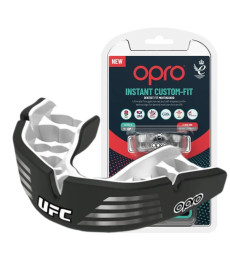 Капа боксерська доросла OPRO Instant Custom-Fit UFC від 11 років чорно-срібляста