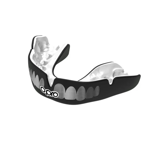 Капа боксерська доросла OPRO Instant TEETH від 11 років чорно-срібляста