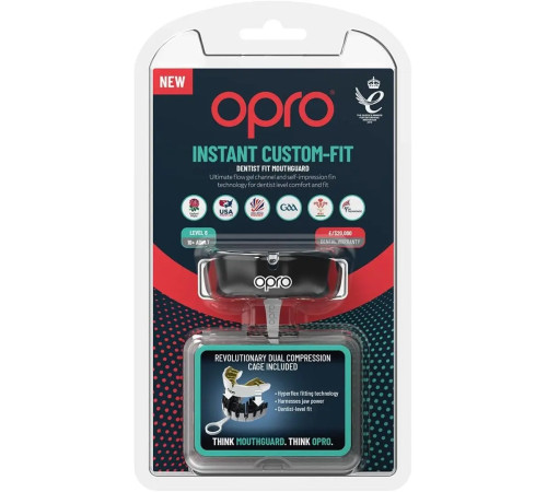 Капа боксерська доросла OPRO Instant від 11 років чорно-біла