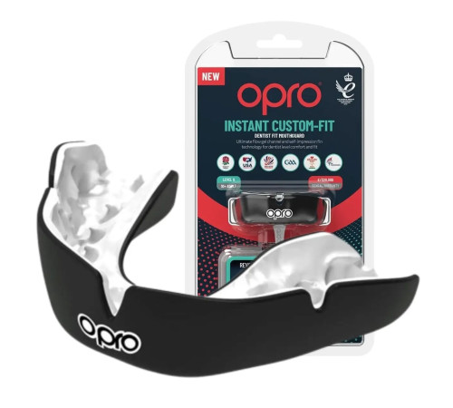 Капа боксерська доросла OPRO Instant від 11 років чорно-біла