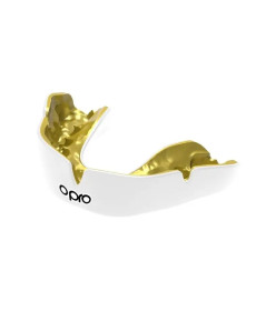 Капа боксерська доросла OPRO Instant від 11 років біло-золотиста