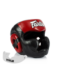 Шолом боксерський закритий Fairtex HG13 розмір L, чорно-червоний