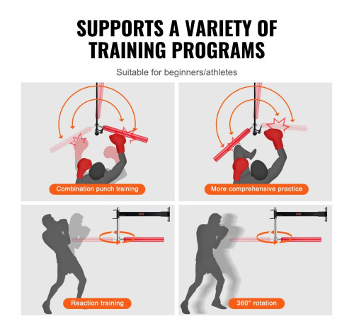 Настінний боксерський гриф VEVOR, чорно-червоний